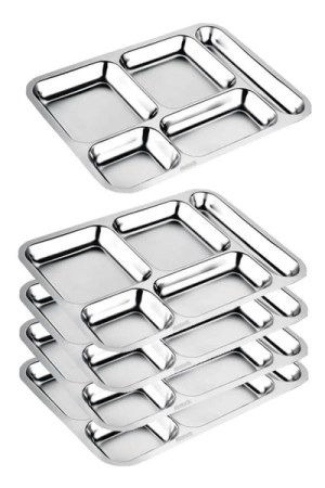Paslanmaz Çelik 5 Bölmeli Metal Tabldot Tabağı
