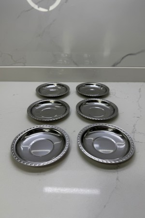 Gri metal çay tabağı 6’lı set, 10 cm