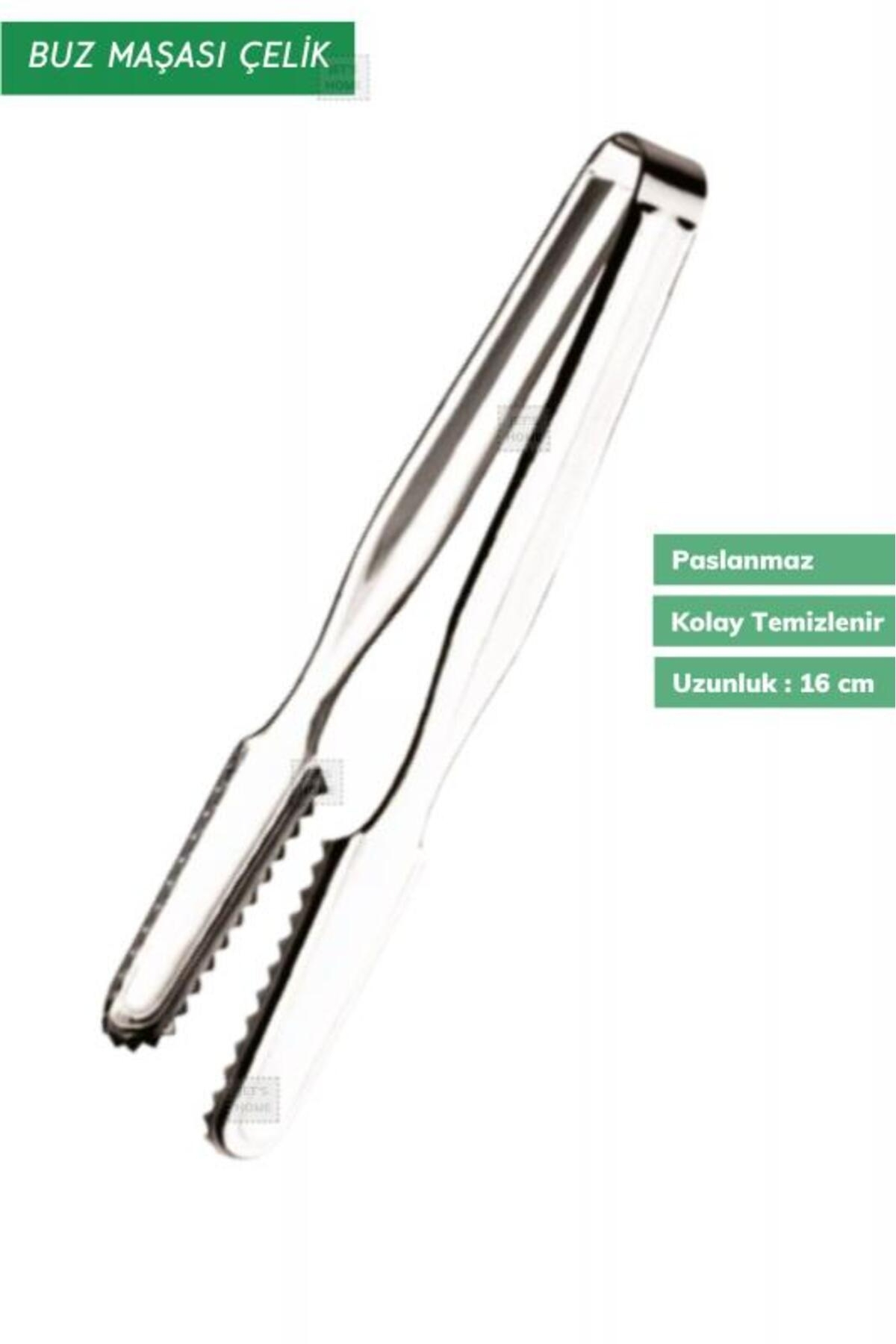 Paslanmaz Çelik Buz Maşası – 16 cm | Profesyonel Bar, Kafe ve Restoran Kullanımı İçin